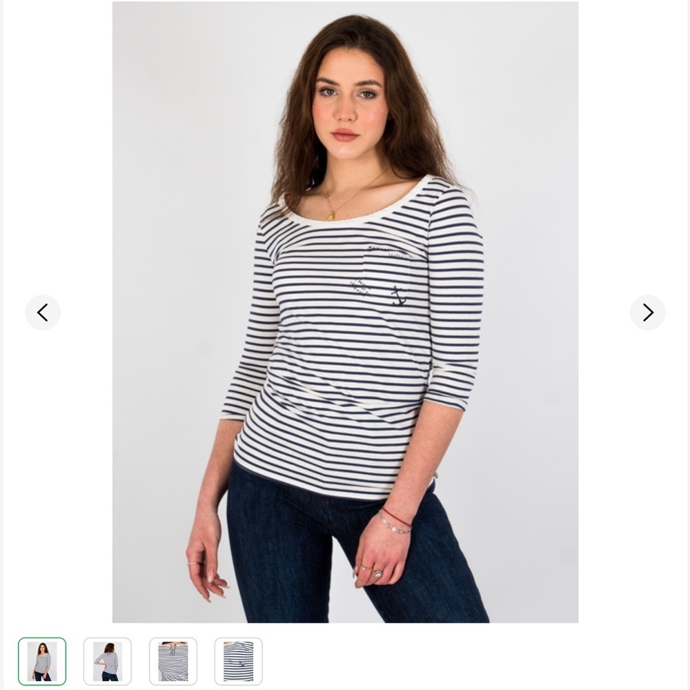 Madison Scotch Rio Brazil Navy and White Fitted Long Sleeve Tee